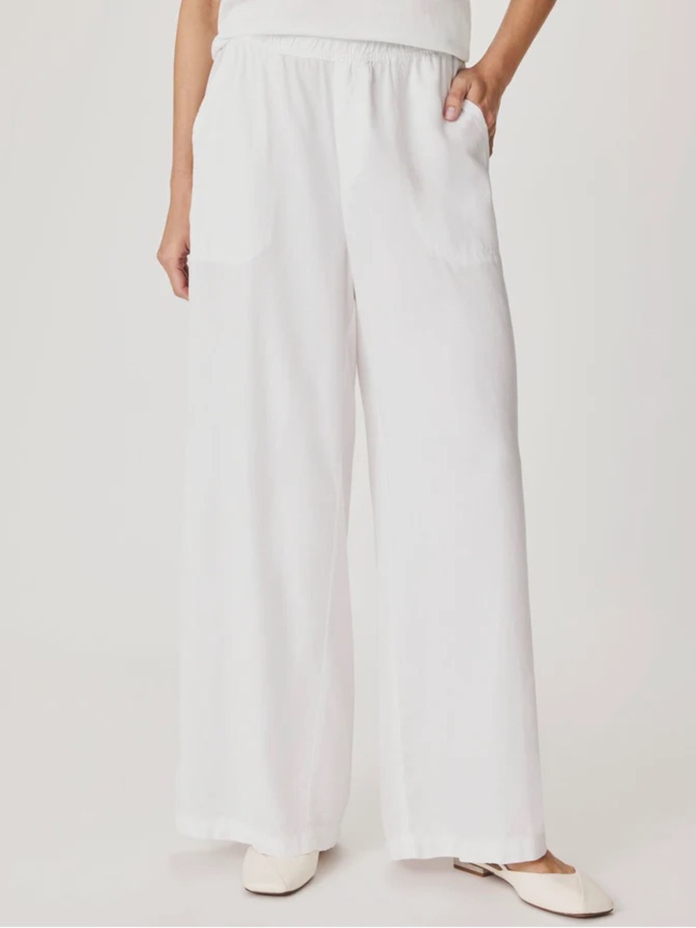 Splendid Angie Palazzo Pant Wide Leg Linen Blend White